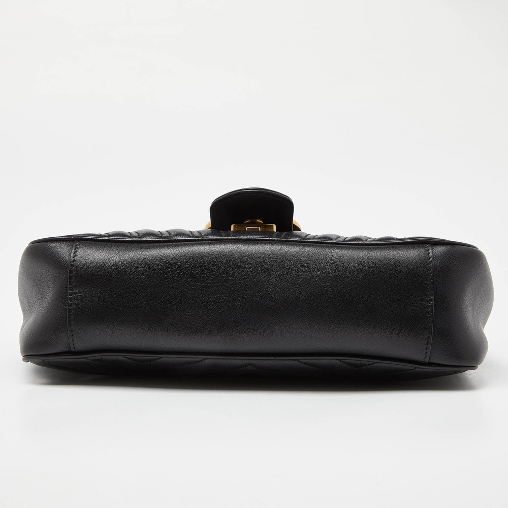 GUCCI Black Matelasse Leather Small GG Marmont Shoulder Bag - Picture 6 of 8